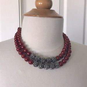 Red costume jewelry necklace